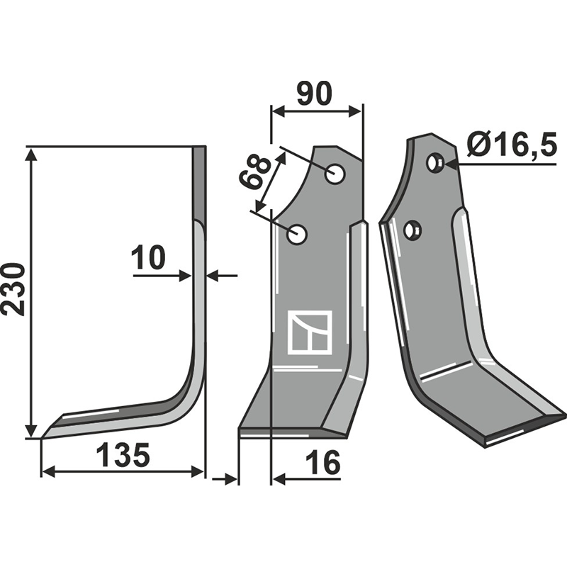 Maschio/Gaspardo 20100415 Fräsmesser, linke Ausführung IHOF MAS-59L