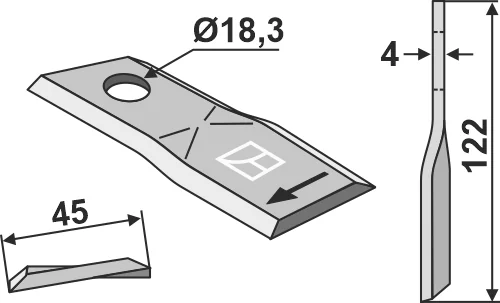 Rotorklinge 122x45mm passend für Claas Rotorklinge 122x45mm passend für Claas