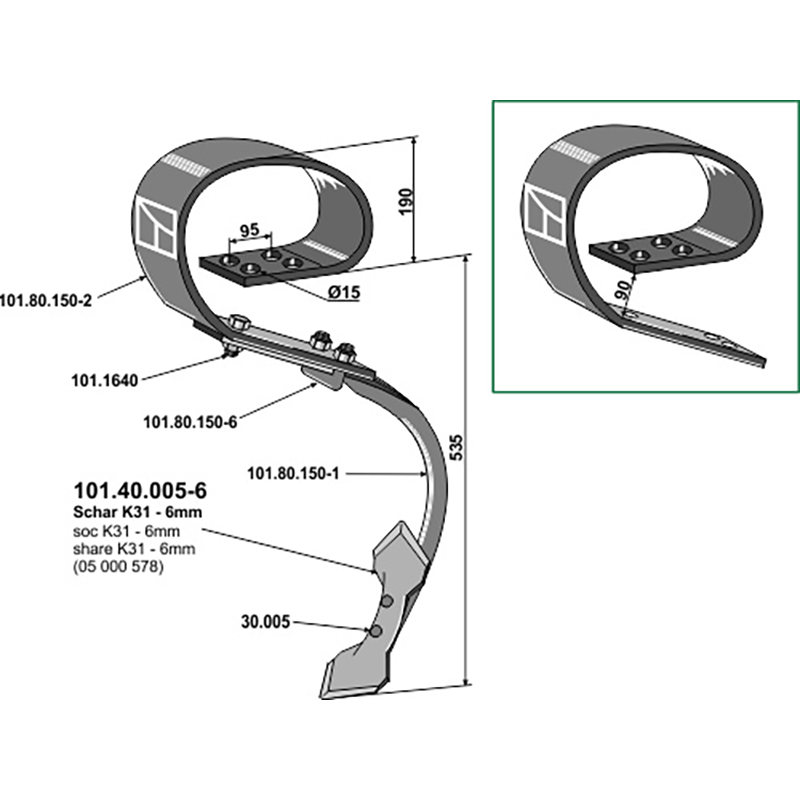 Landwirtschaft Bodenbearbeitung Grubber Schare & Leitbleche Blattfederzinken kpl. mit Schar, System David I Clemens Landwirtschaft Bodenbearbeitung Grubber Schare & Leitbleche Blattfederzinken kpl. mit Schar, System David I Clemens