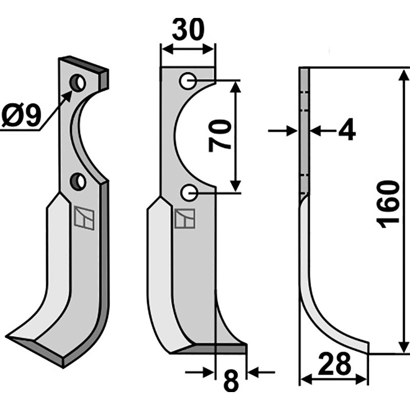 AGR-23R Fräsmesser, rechte Ausführung Agria|Schneider Fräsmesser, rechte Ausführung IHOF AGR-23R