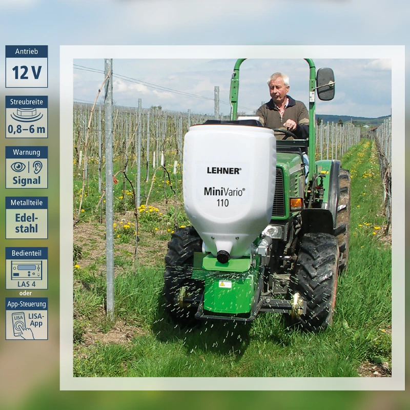 LEHNER 12 Volt-Streuer für Weinbau LEHNER MiniVario® 110 12 Volt-Streuer für Weinbau und Obstanbau