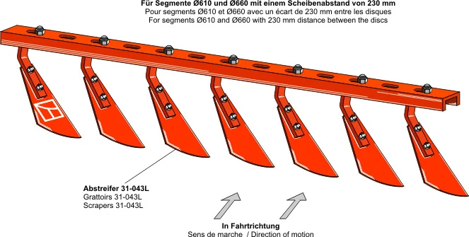Abstreiferschiene mit 8 Spaten - links | 3100-32 Abstreiferschiene mit 8 Spaten - links (3100-32)