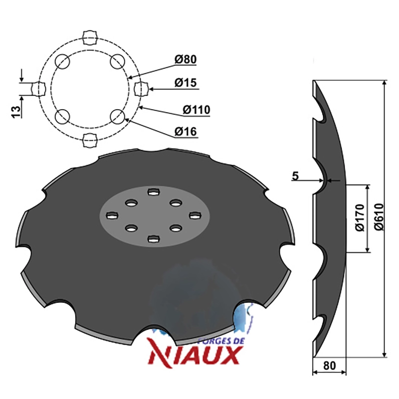 Landwirtschaft Bodenbearbeitung Scheibeneggen Scheibe mit flachem Ansatz gezackt Agrisem Landwirtschaft Bodenbearbeitung Scheibeneggen Scheibe mit flachem Ansatz gezackt Agrisem