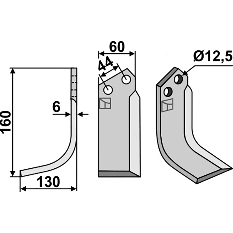 Agritalia|Carraro S.p.A. Fräsmesser, linke Ausführung IHOF CRR-03L