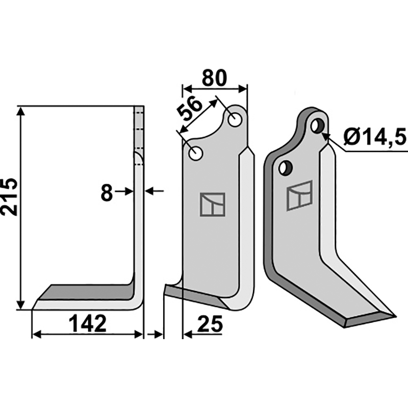 MAS-04L Fräsmesser, linke Ausführung Maschio/Gaspardo 01110429 Fräsmesser, linke Ausführung IHOF MAS-04L