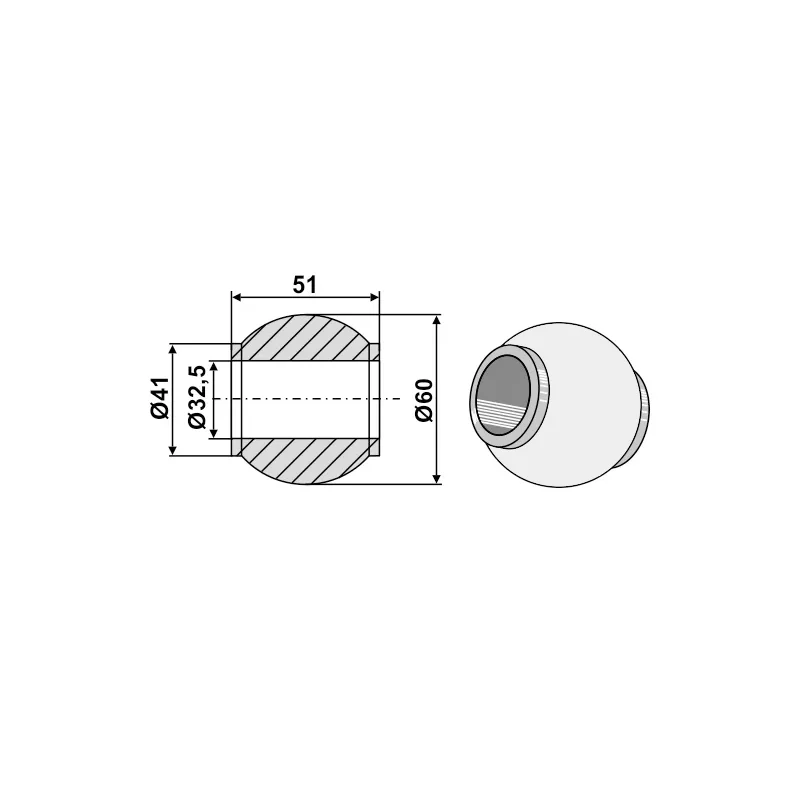 Oberlenkerkugel Kat 3 / 32,2 - 60 mm verzinkt I-Hof