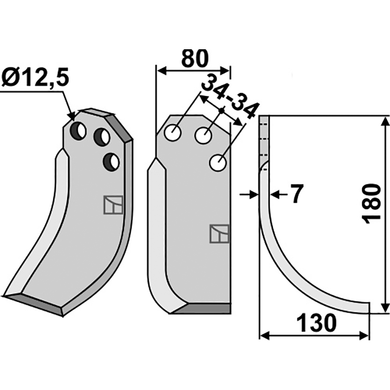 Agritalia|Carraro S.p.A. Fräsmesser, rechte Ausführung IHOF CRR-02R