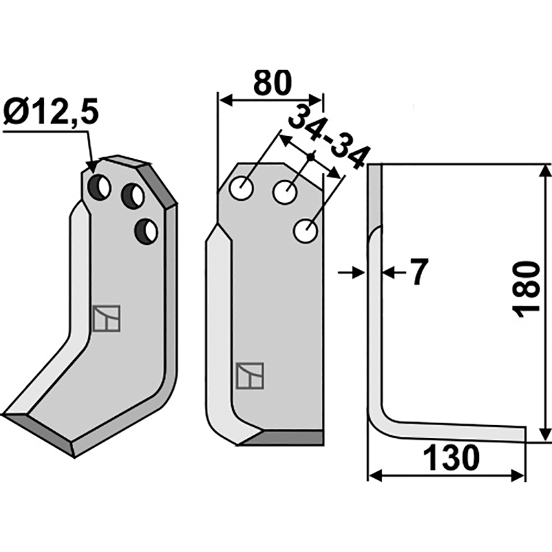 Agritalia|Carraro S.p.A. Fräsmesser, rechte Ausführung IHOF CRR-01R