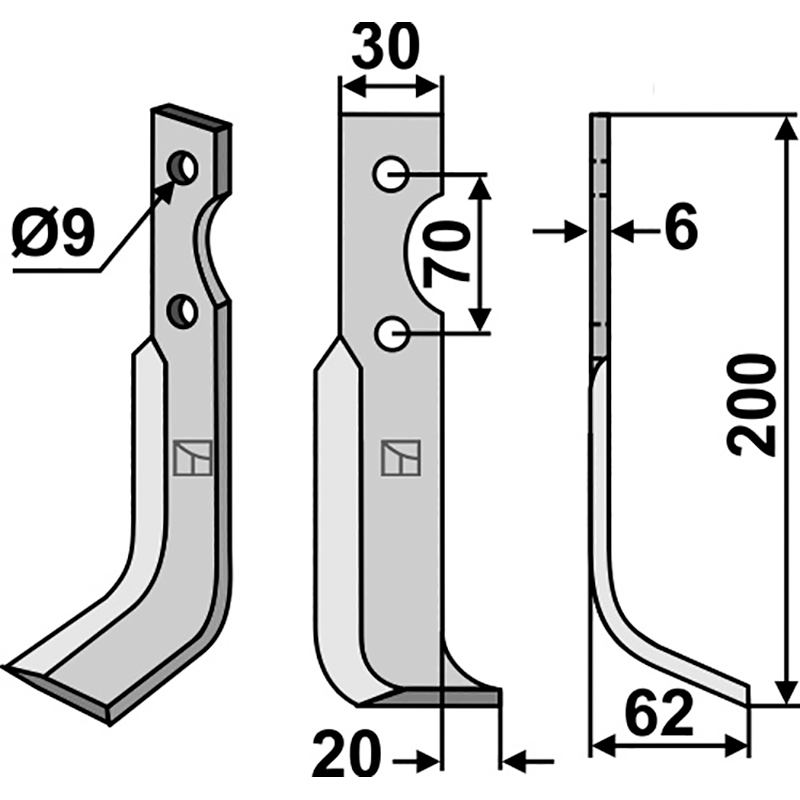 HON-01R Fräsmesser, rechte Ausführung Honda F400/80 Fräsmesser, rechte Ausführung IHOF HON-01R