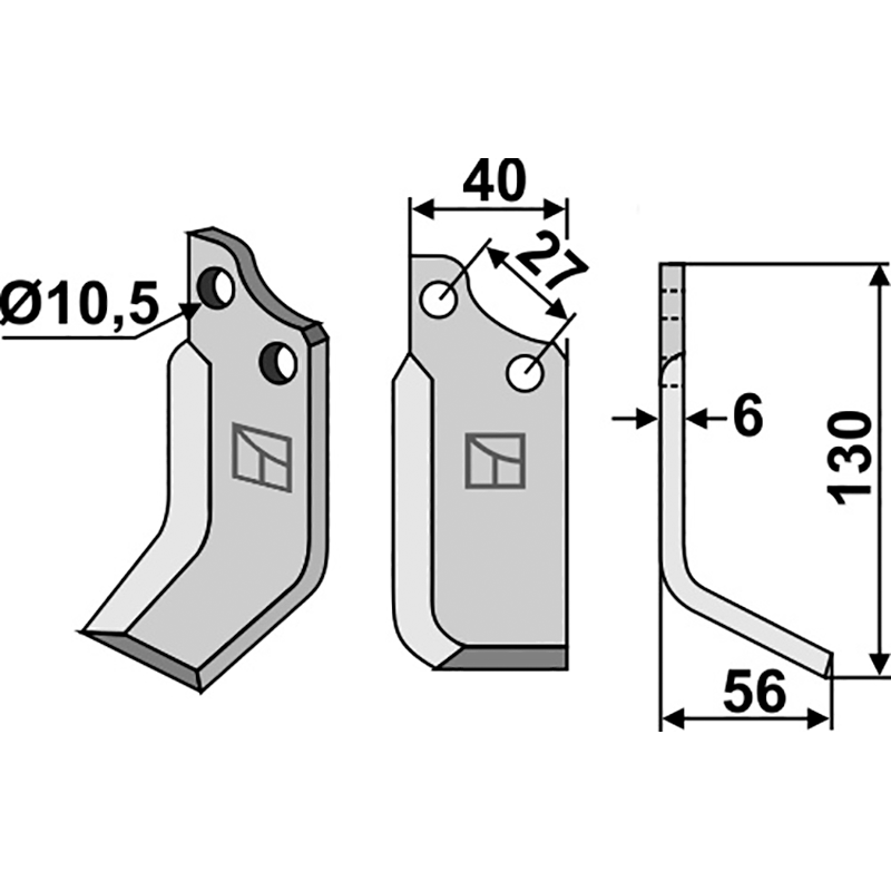 BCS-06R Fräsmesser, rechte Ausführung B.C.S. 48434 Fräsmesser, rechte Ausführung IHOF BCS-06R