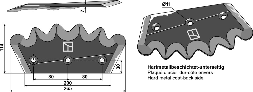 Futtermischwagenmesser - Hartmetallbeschichtet, links