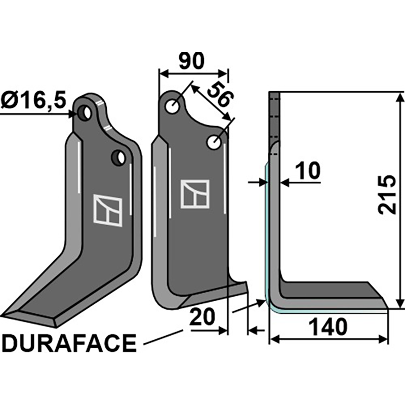 MAS-15IR-DURA Fräsmesser DURAFACE, rechte Ausführung Maschio/Gaspardo 09400425 Fräsmesser DURAFACE, rechte Ausführung IHOF MAS-15IR-DURA