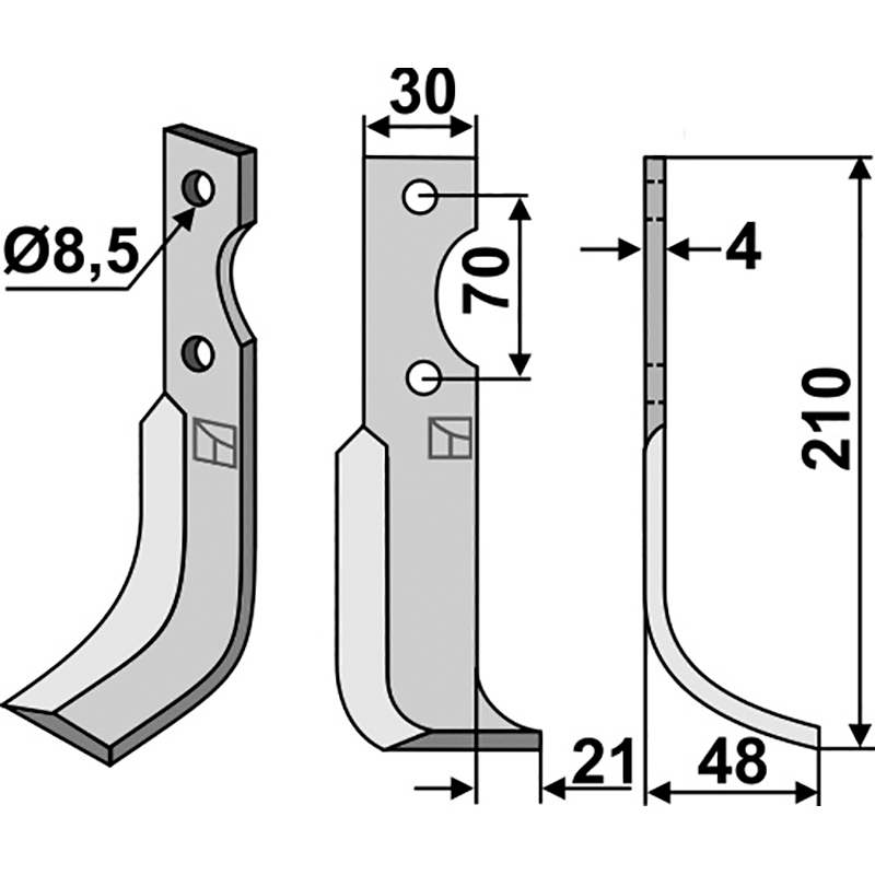 AGR-20R Fräsmesser, rechte Ausführung Agria Fräsmesser, rechte Ausführung IHOF AGR-20R