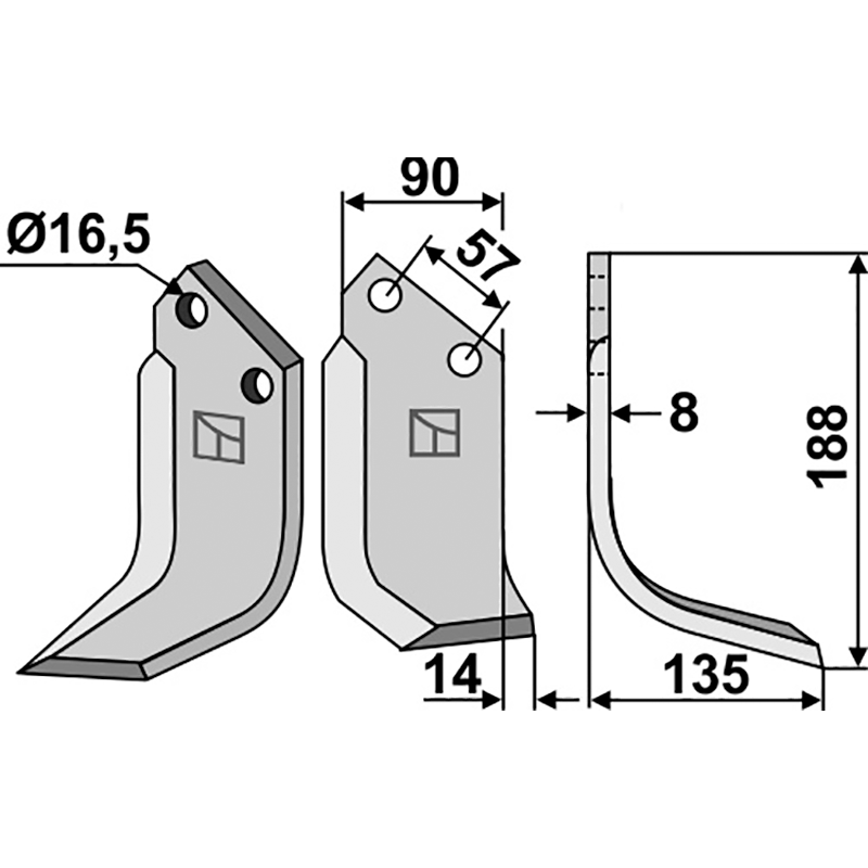 Kuhn K1601090 Fräsmesser, rechte Ausführung IHOF KUH-73R