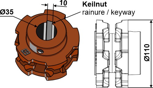 Nusskettenrad Ø110 |69-6-554 Industriehof Scherenbostel | Nusskettenrad Ø110 (69-6-554)