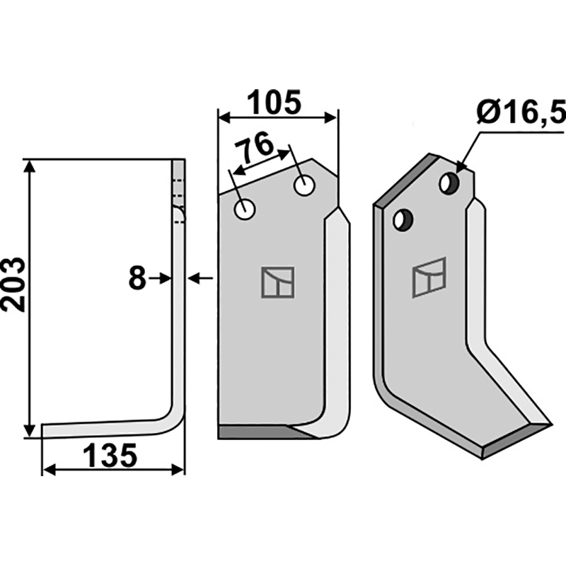 Kuhn 523591 Fräsmesser, linke Ausführung IHOF KUH-48L