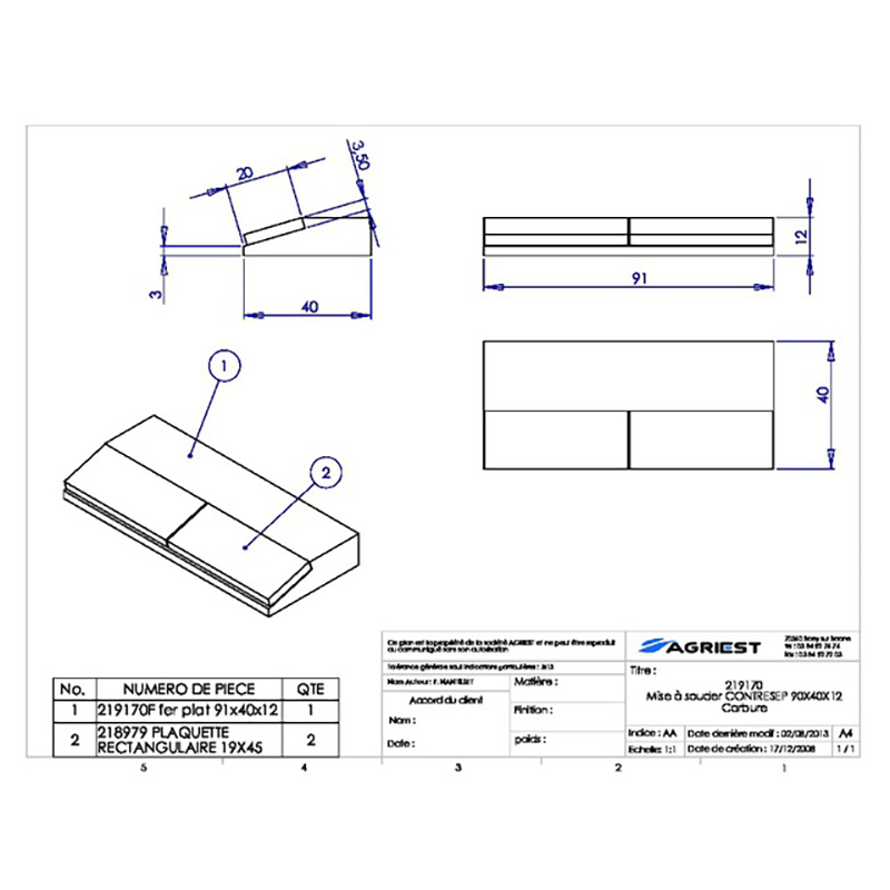 Grubber Anschweißteile Flach Anschweissteil Anlage 90X40X12 Hartmetall 90X40X12 Hartmetall