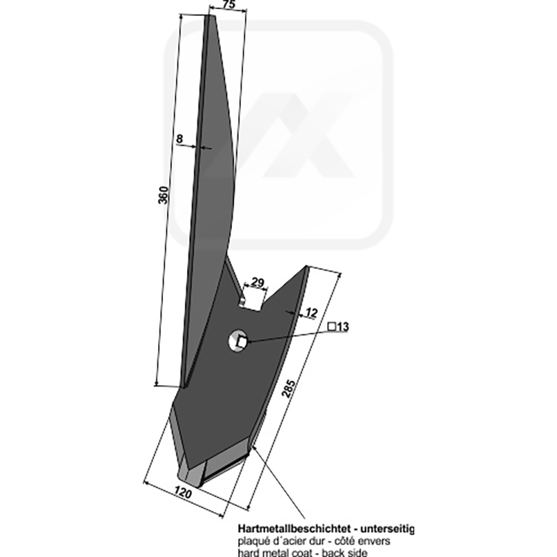 Landwirtschaft Bodenbearbeitung Grubber Schare & Leitbleche Randscharspitze - links Lemken