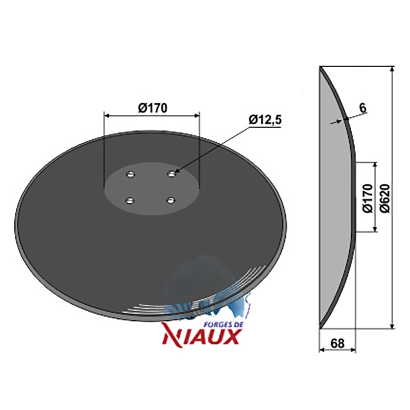 Landwirtschaft Bodenbearbeitung Scheibeneggen Scheibe mit flachem Ansatz glatt Niaux Landwirtschaft Bodenbearbeitung Scheibeneggen Scheibe mit flachem Ansatz glatt Niaux