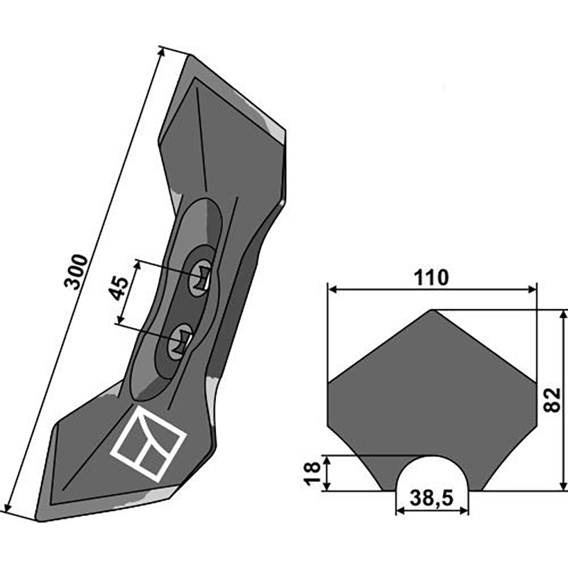 Landwirtschaft Bodenbearbeitung Grubber Schare & Leitbleche Doppelherzschar 45 