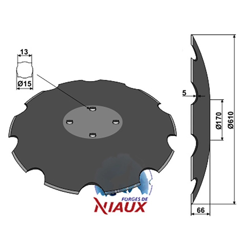 Landwirtschaft Bodenbearbeitung Scheibeneggen Scheibe mit flachem Ansatz gezackt Agrisem|Niaux Landwirtschaft Bodenbearbeitung Scheibeneggen Scheibe mit flachem Ansatz gezackt Agrisem|Niaux
