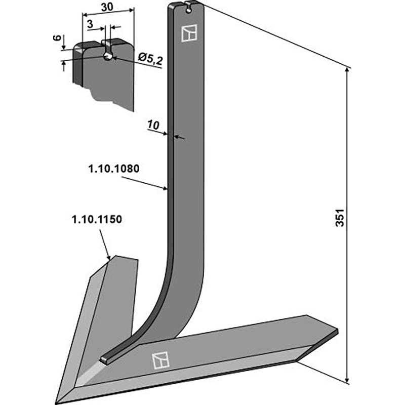 Landwirtschaft Bodenbearbeitung Grubber Schare & Leitbleche Stiel mit Schar 320mm Steketee Landwirtschaft Bodenbearbeitung Grubber Schare & Leitbleche Stiel mit Schar 320mm Steketee