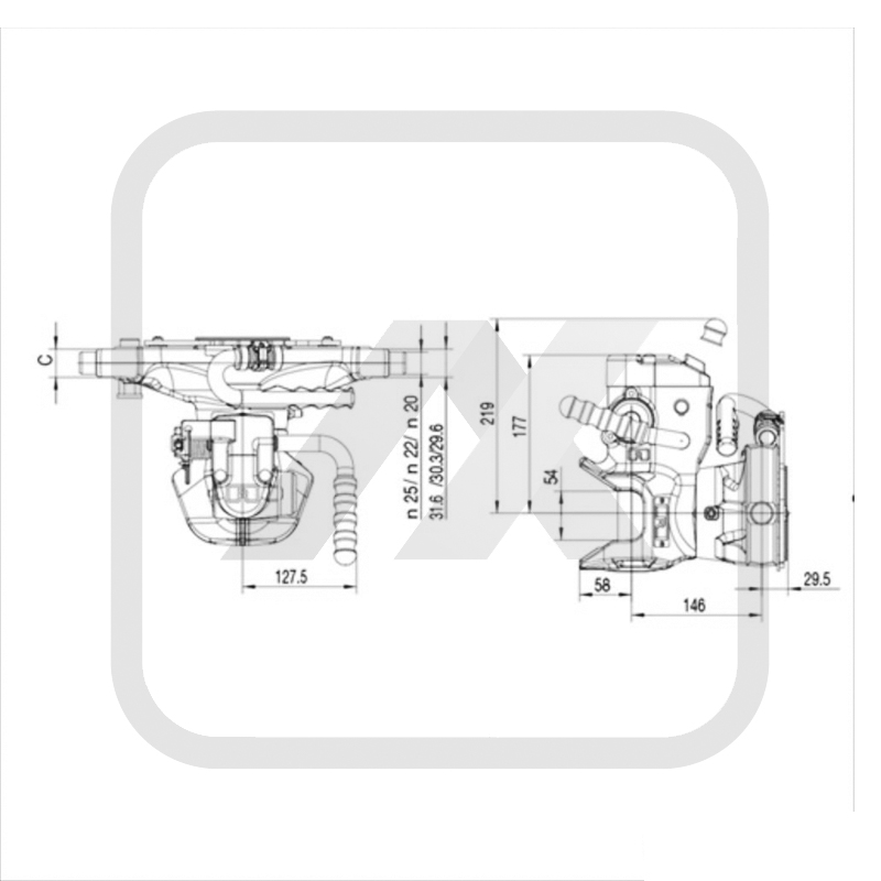 Landwirtschaft Rockinger Zugmaul autom. 38er Bolzen, 309 mm, 30er Nut