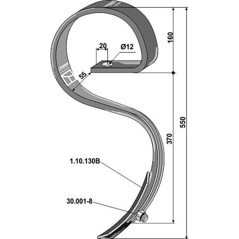Federzinken für Federzinkengrubber mit Schar Federzinken komplett für Federzinkengrubber mit Schar