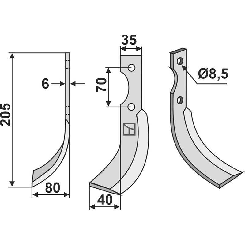 ADR-09L Fräsmesser, linke Ausführung Adriatica|Honda Fräsmesser, linke Ausführung IHOF ADR-09L
