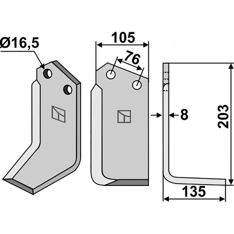 Kuhn 523590 Fräsmesser, rechte Ausführung IHOF KUH-49R