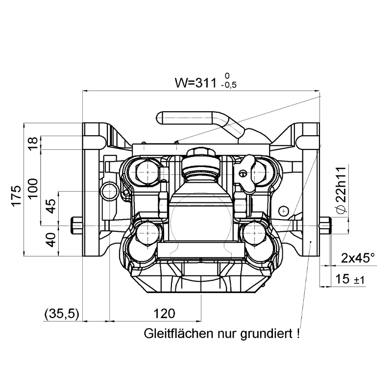 Kugelkupplung K80® Scharmüller 056311420A11 311mm Fendt K80 Scharmüller Kugeleinsatz 311mm Fendt grau