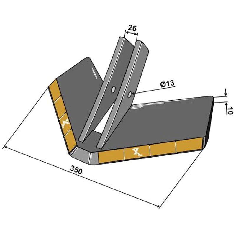 Extreme-Hartmetall-Flügelschar für Köckerling Topmix 350 mm 10 mm Stärke Flügelschar Hartmetall passend für Köckerling Topmix 350 mm
