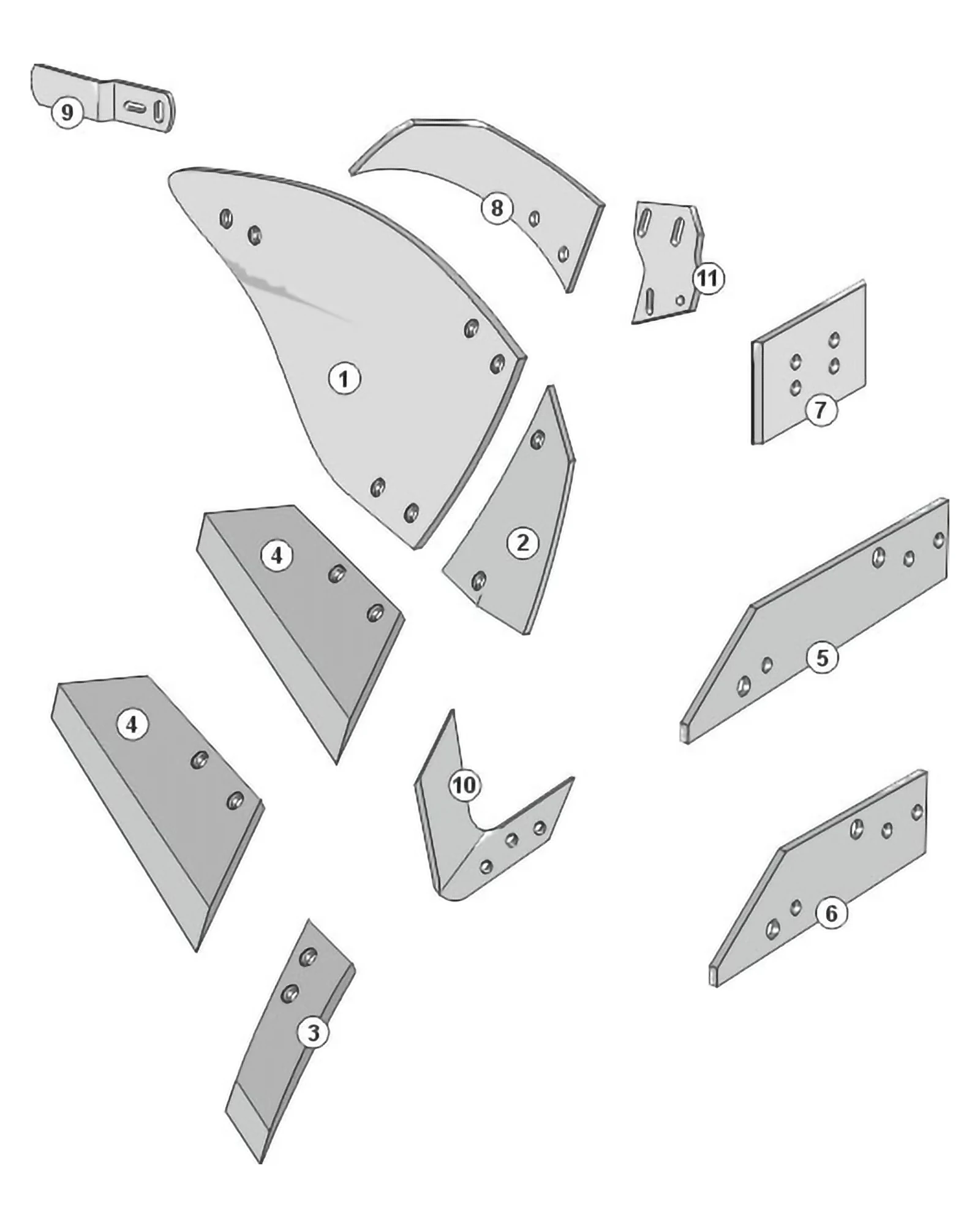 Explosionszeichnung Agrolux Pflugkörper Typ FC