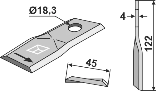 Rotorklinge 122x45mm passend für Claas Rotorklinge 122x45mm passend für Claas