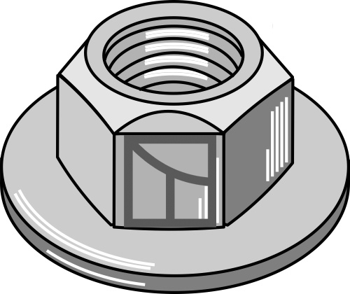 Sechskantmutter mit Flansch, mit Klemmteil, Ganzmetallmutter
