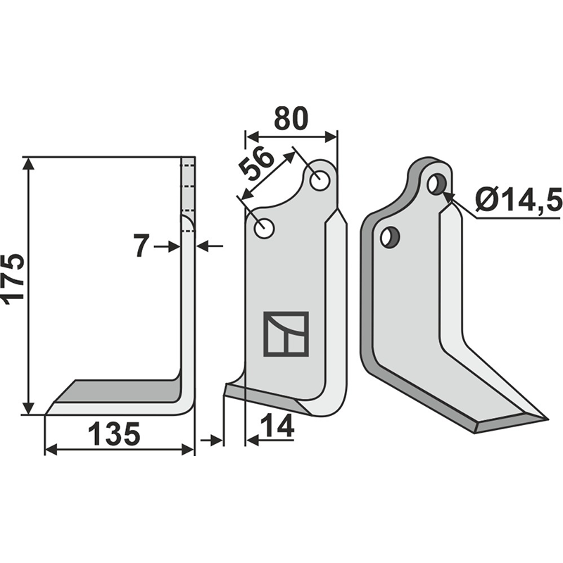 MAS-45L Fräsmesser, linke Ausführung Maschio/Gaspardo|Sicma 02108431|(Miglianico) Fräsmesser, linke Ausführung IHOF MAS-45L
