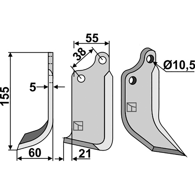 AGR-15L Fräsmesser, linke Ausführung Agria 1767-12869 Fräsmesser, linke Ausführung IHOF AGR-15L
