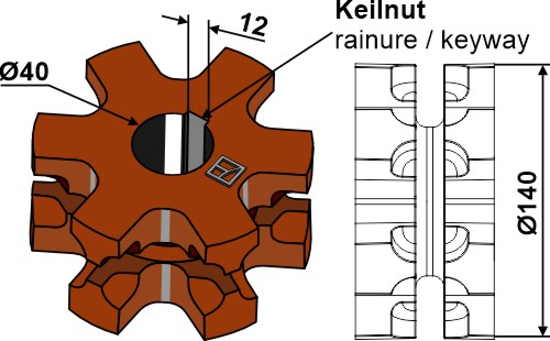 Nusskettenrad Ø140 |69-6-111 Industriehof Scherenbostel | Nusskettenrad Ø140 (69-6-111)