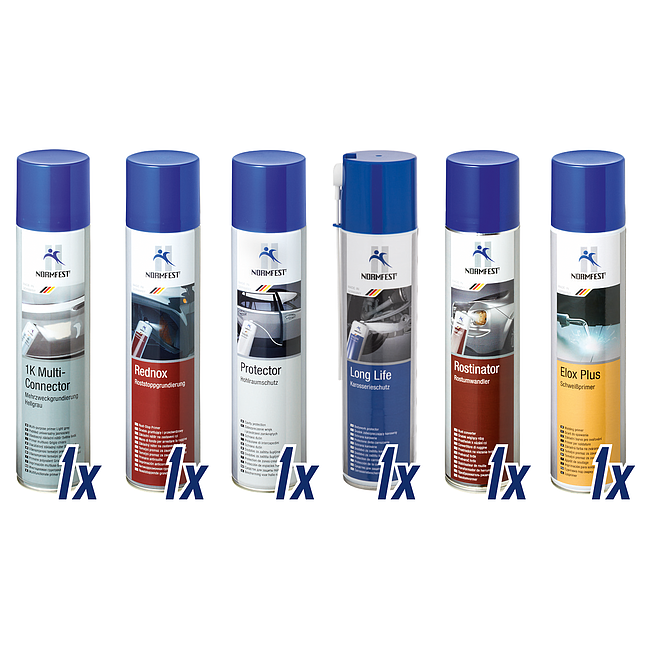 Normfest Starterset Sprayset Karosserie 2897-000-003 2897-000-003 1K Multi Rednox Protector Long Life Rostinator Elox Plus