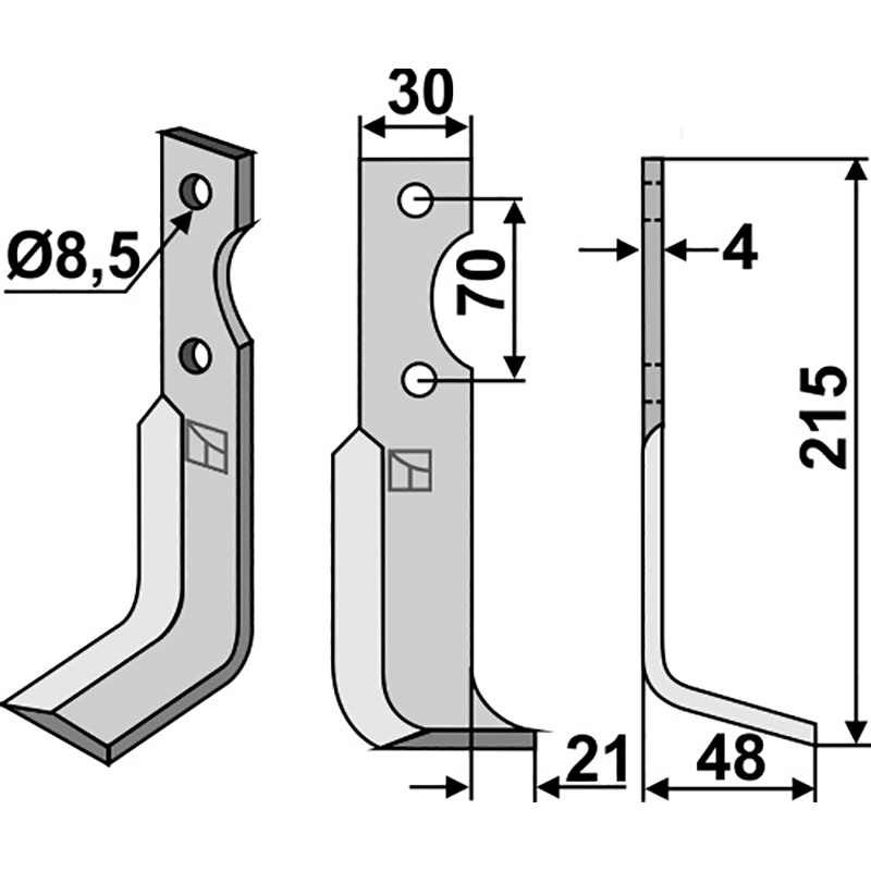 AGR-57R Fräsmesser, rechte Ausführung Agria Fräsmesser, rechte Ausführung IHOF AGR-57R