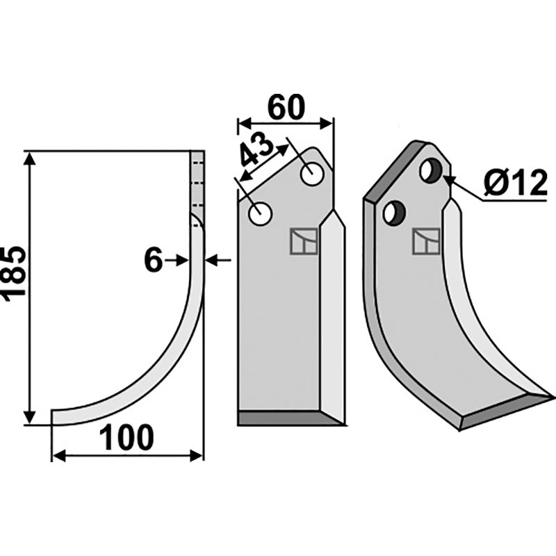 Agria 70233 Fräsmesser, linke Ausführung IHOF AGR-22L
