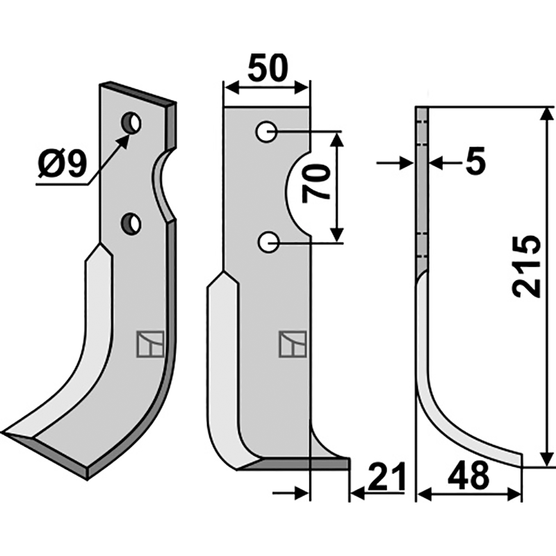 AGR-12R Fräsmesser, rechte Ausführung Agria Typ 6000 Fräsmesser, rechte Ausführung IHOF AGR-12R