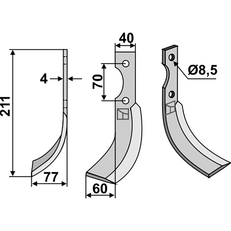 SEP-19L Fräsmesser, linke Ausführung S.E.P. 430/450 - 215668 Fräsmesser, linke Ausführung IHOF SEP-19L