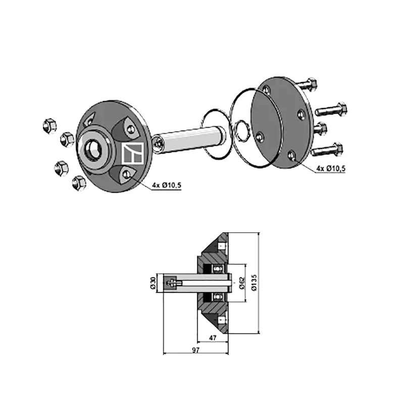 Lager für Sechscheiben passend für Kverneland 30 mm Sechscheibenlager passend für Kverneland 30mm