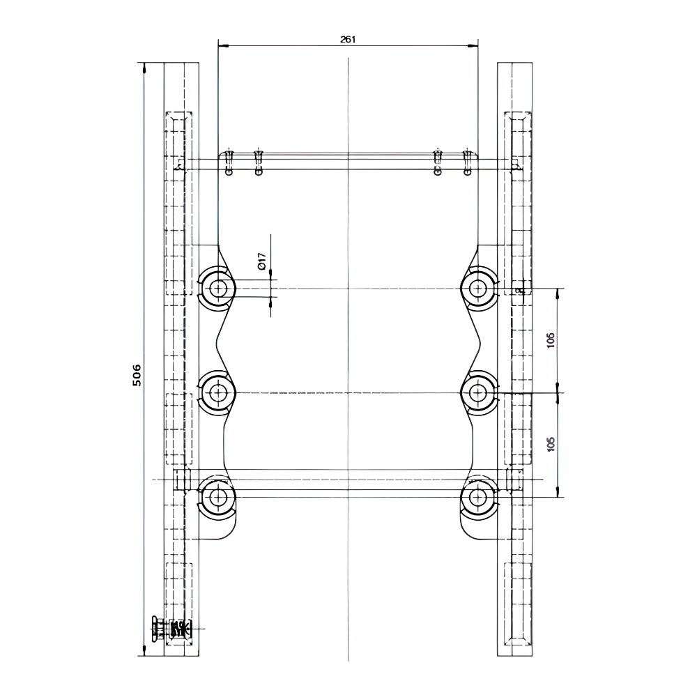 Rockinger Anhängebock RO880A3004C für John Deere 5E; Leiter für höhenverstellbare Kupplungen; Spurweite 330 mm, D-Wert 20 kN, Stützlast 1,0 t; EG (e1), ABG (M); für Getriebe 9×3.