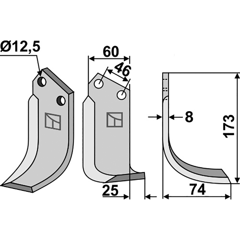 BCS-10R Fräsmesser, rechte Ausführung B.C.S. 48460 Fräsmesser, rechte Ausführung IHOF BCS-10R