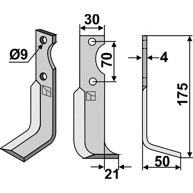 AGR-05R Fräsmesser, rechte Ausführung Agria NH17549 Fräsmesser, rechte Ausführung IHOF AGR-05R