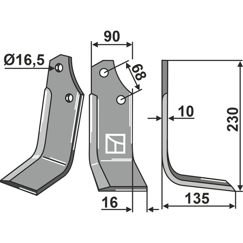 MAS-59R Fräsmesser, rechte Ausführung Maschio/Gaspardo 20100414 Fräsmesser, rechte Ausführung IHOF MAS-59R