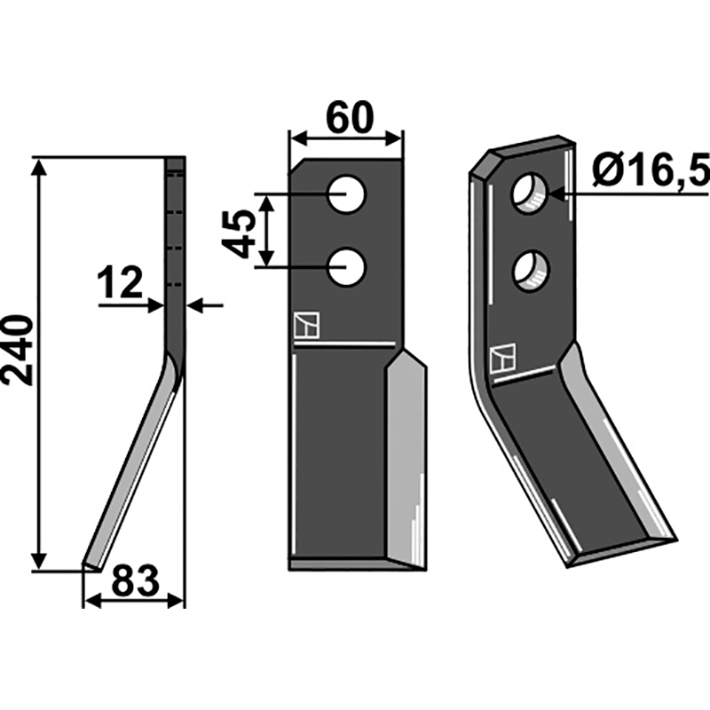 VLT-08L Fräsmesser, linke Ausführung Valentini 1MS000142 Fräsmesser, linke Ausführung IHOF VLT-08L
