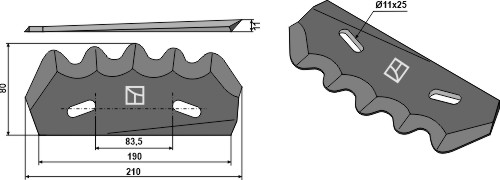 Futtermischwagenmesser - Hartmetallbeschichtet, links